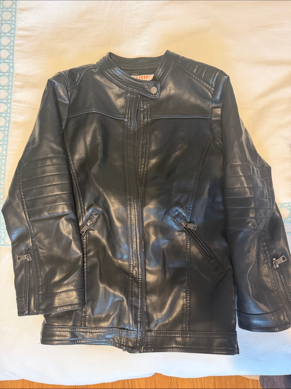 Kids Black Faux Leather Biker Jacket
